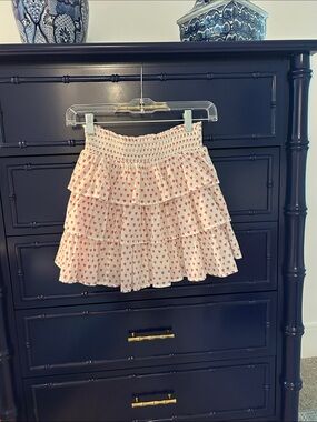 Roller Rabbit Pink Heart-Print Tiered Mini Skirt XXS